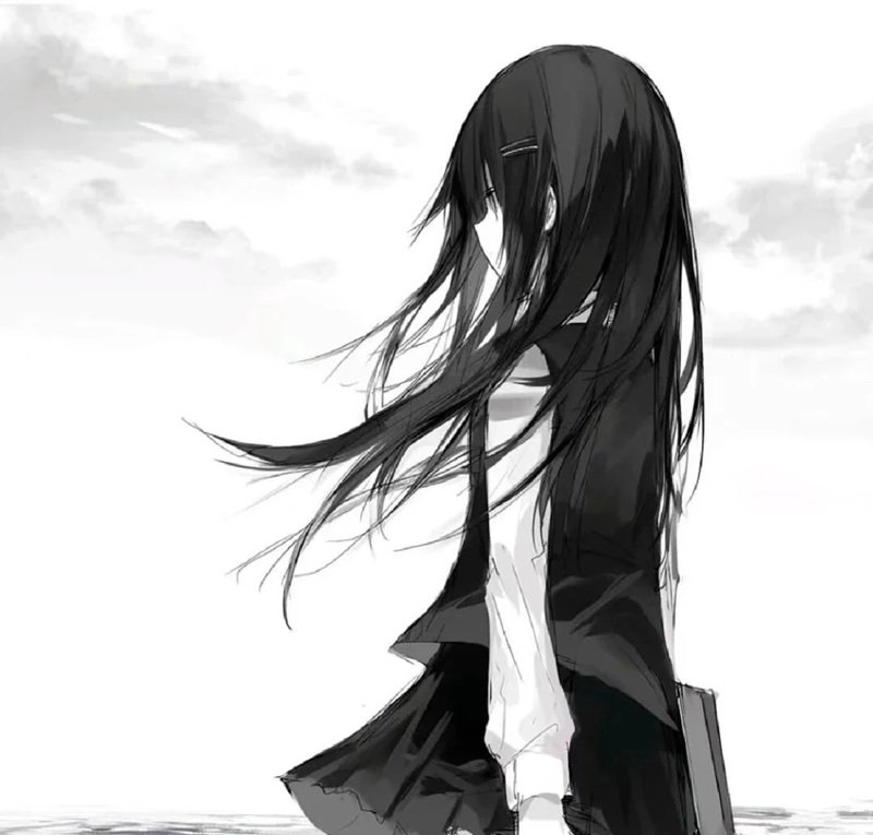 ảnh anime buồn avatar đen trắng 5