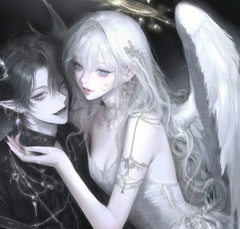 avatar ác quỷ couple đen trắng