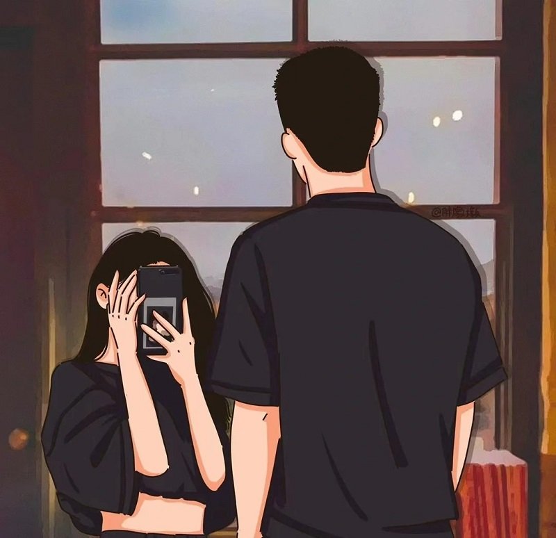 avatar ảnh cặp đôi che mặt 37