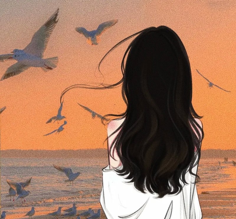 avatar ảnh cô gái buồn quay lưng anime 1