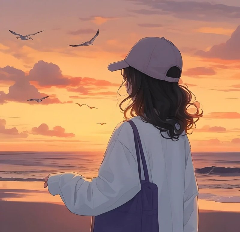 avatar ảnh cô gái buồn quay lưng anime 20