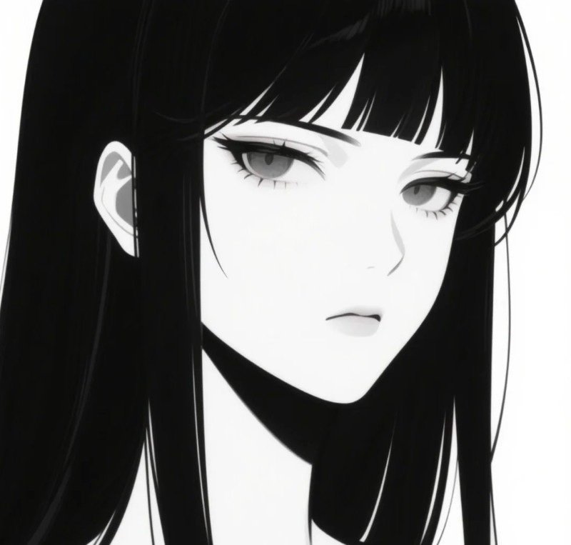 avatar anime nữ đen trắng 13