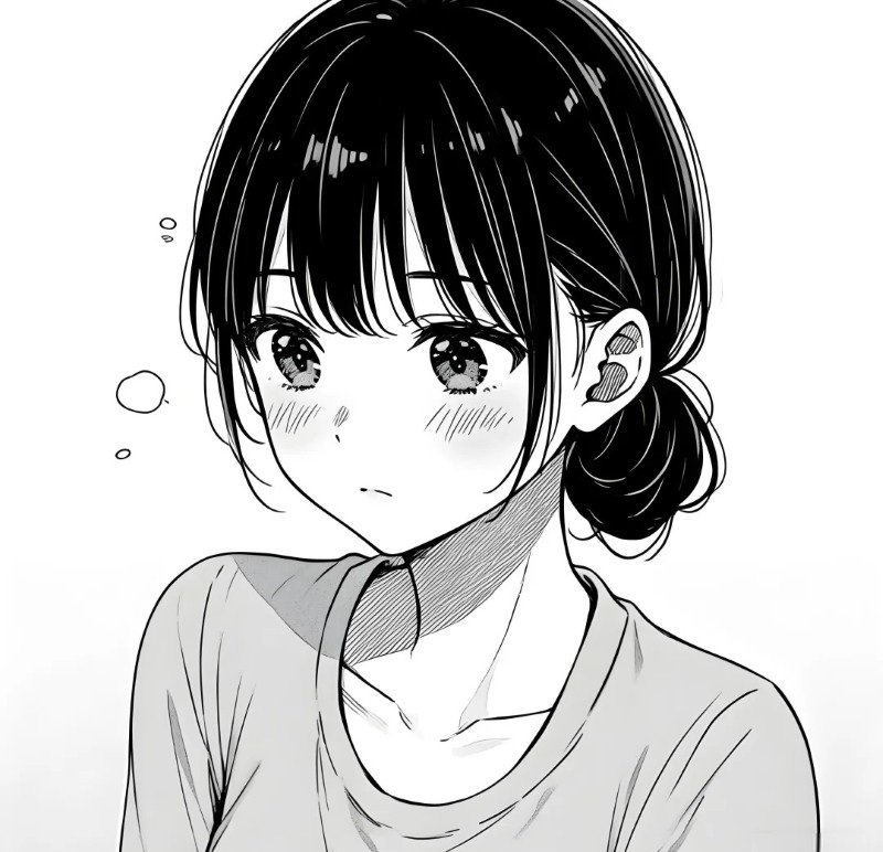 avatar anime nữ đen trắng 14