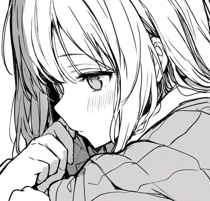 avatar anime nữ đen trắng 19