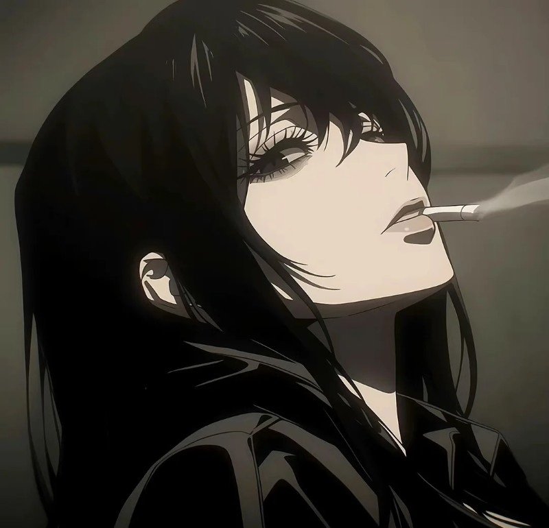 avatar anime nữ đen trắng 22