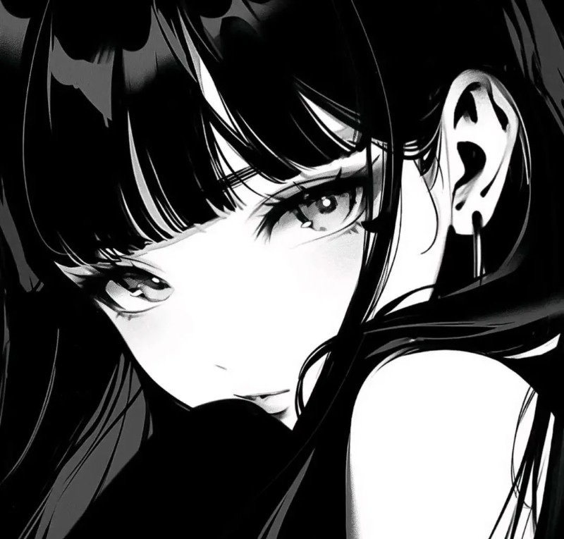 avatar anime nữ đen trắng 23