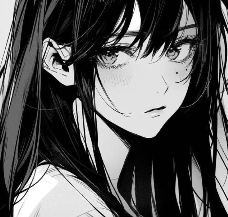 avatar anime nữ đen trắng 28