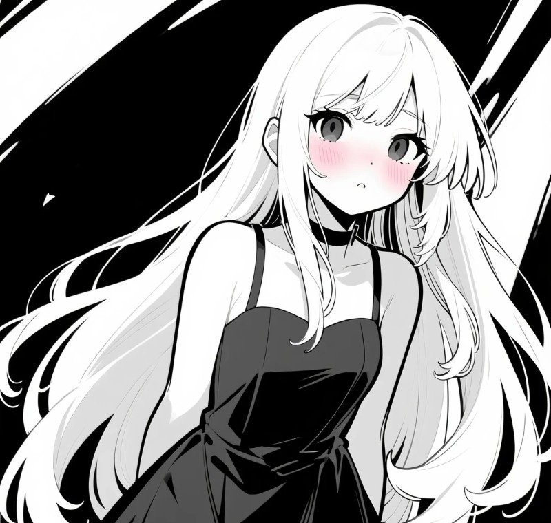 avatar anime nữ đen trắng 29