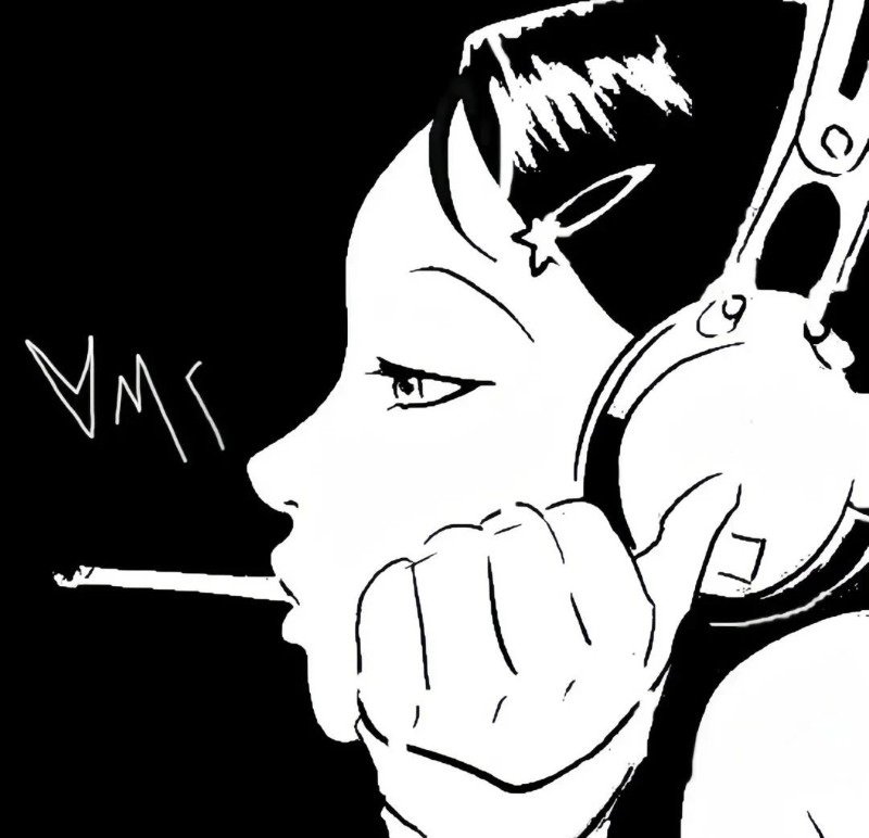 avatar anime nữ đen trắng 31