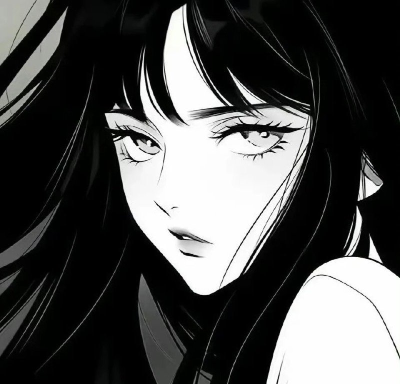 avatar anime nữ đen trắng 38