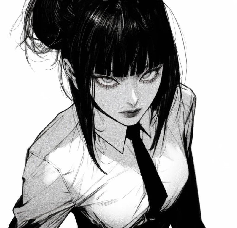 avatar anime nữ đen trắng 42