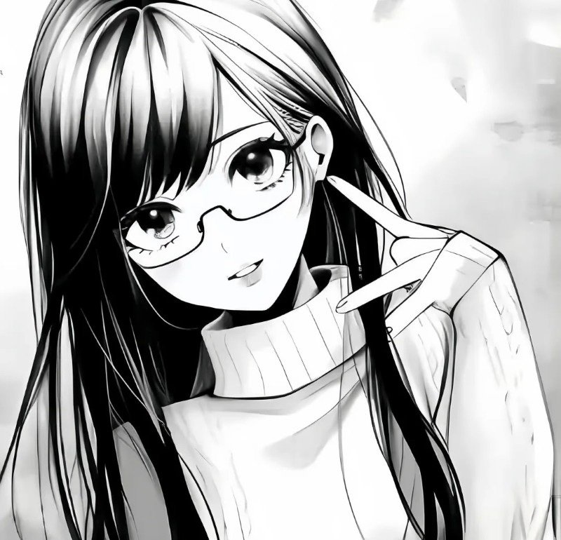 avatar anime nữ đen trắng 6