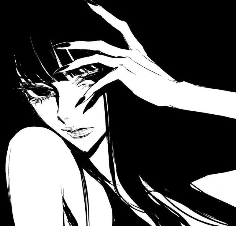 avatar anime nữ đen trắng 9