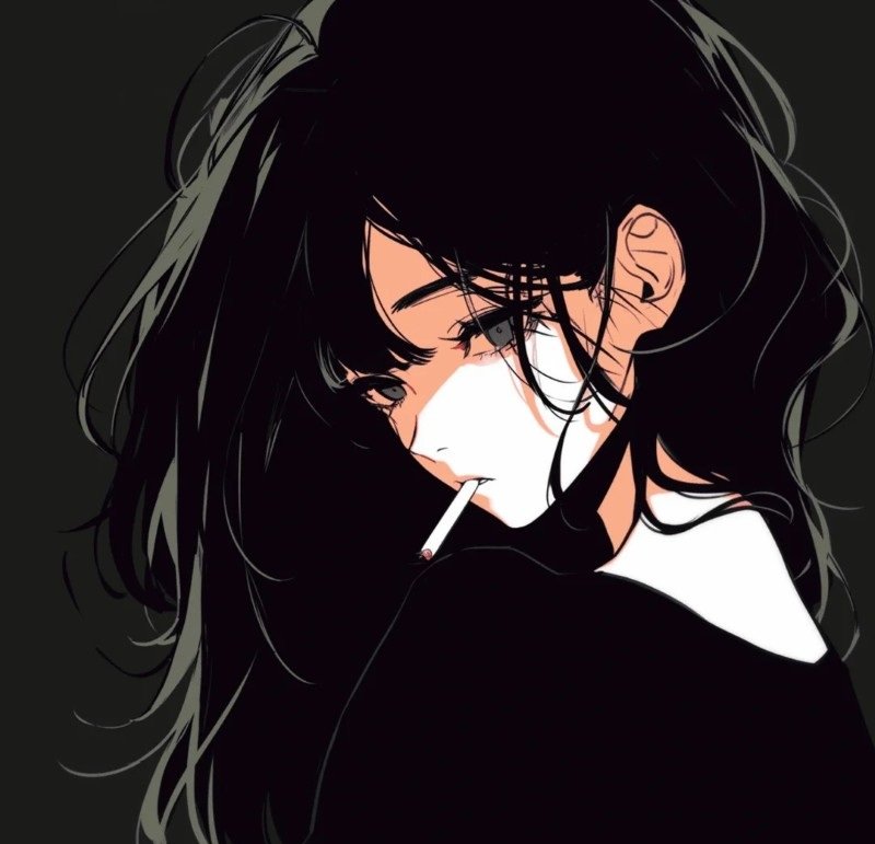 ngầu sad girl avatar anime đen trắng 2