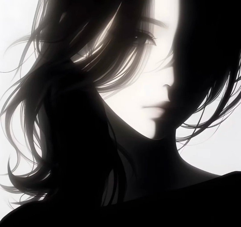 ngầu sad girl avatar anime đen trắng 20