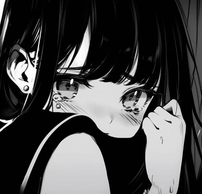 ngầu sad girl avatar anime đen trắng 4