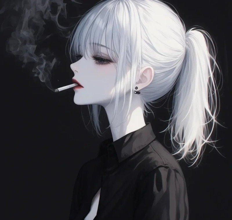 ngầu sad girl avatar anime đen trắng 5