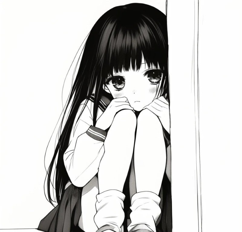 ngầu sad girl avatar anime đen trắng 9