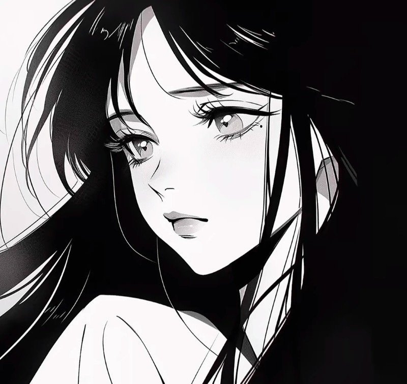 sad girl avatar anime đen trắng 11