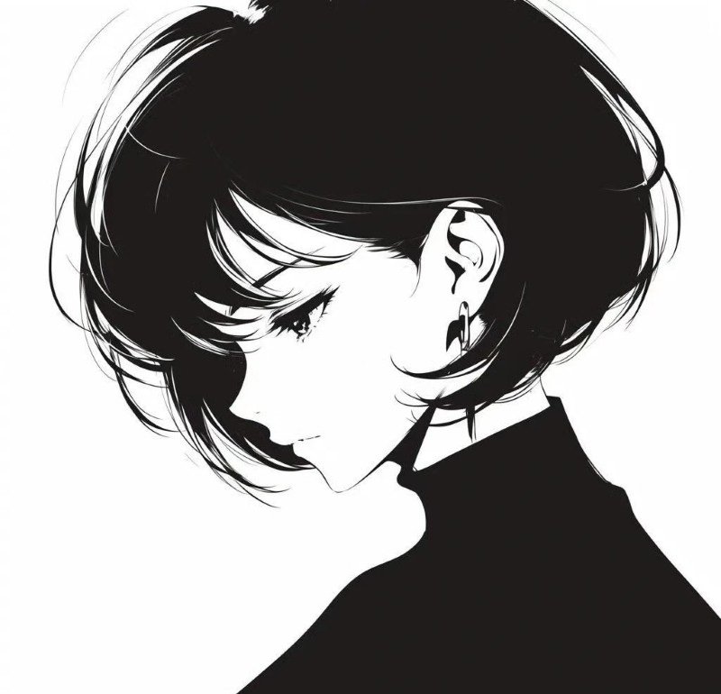 sad girl avatar anime đen trắng 12