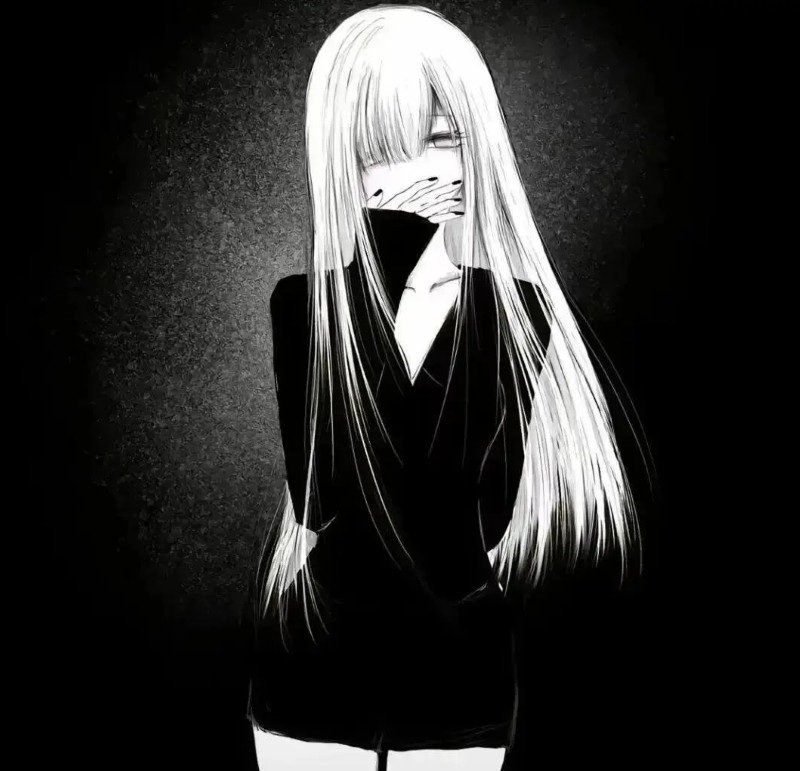 sad girl avatar anime đen trắng 13