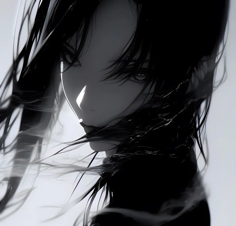 sad girl avatar anime đen trắng 17