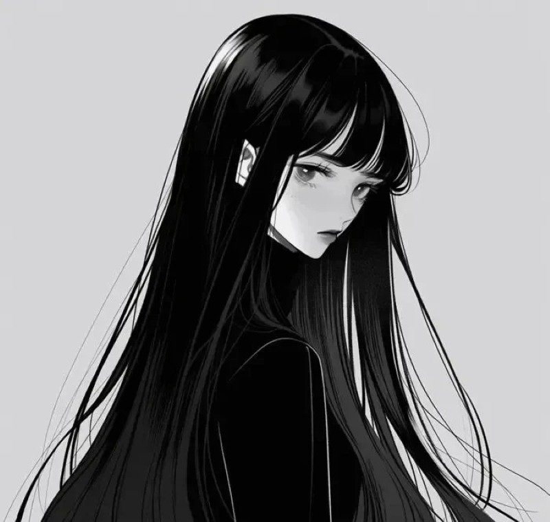 sad girl avatar anime đen trắng 19