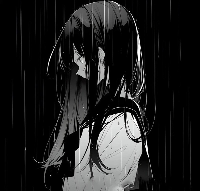 sad girl avatar anime đen trắng 3