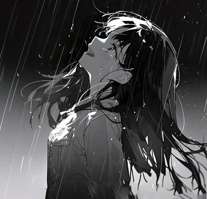 sad girl avatar anime đen trắng 4