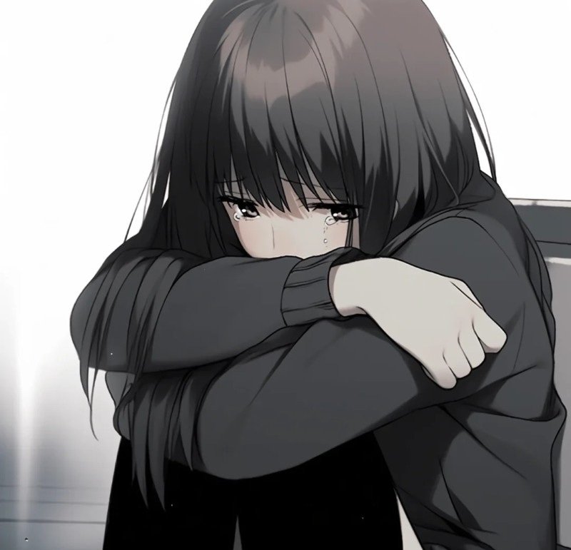 sad girl avatar anime đen trắng 7