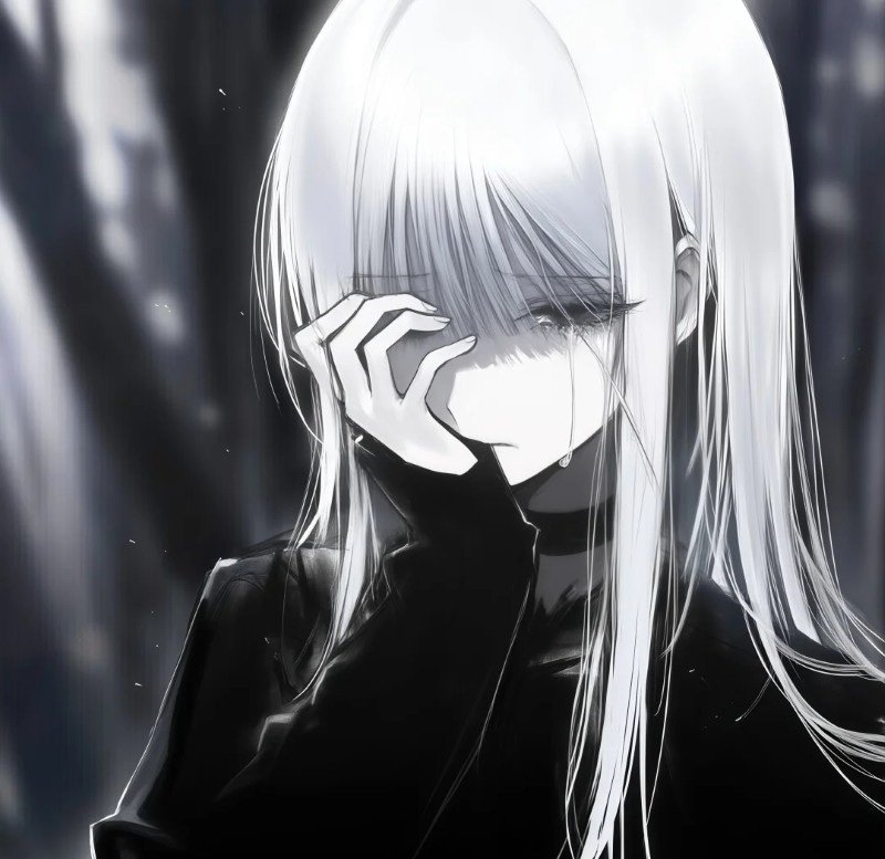 sad girl avatar anime đen trắng 9