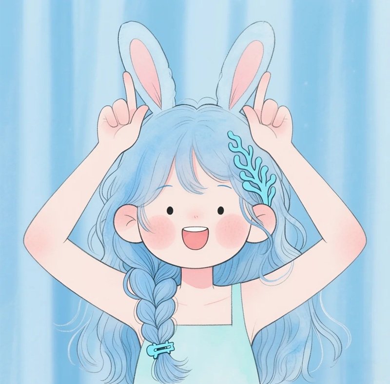 avatar màu xanh dương cute 32