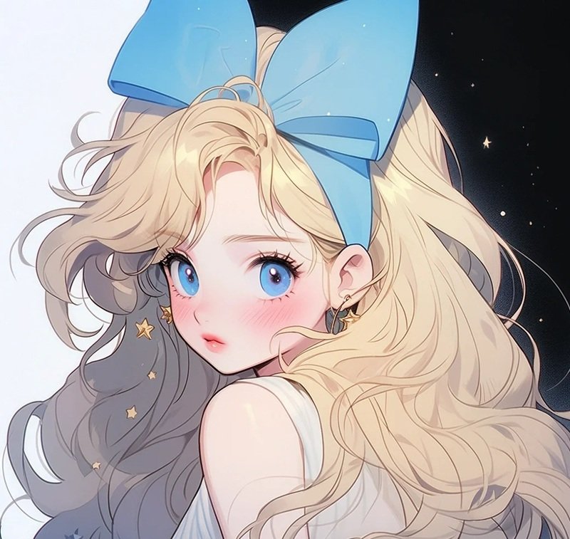 avatar màu xanh dương cute 8