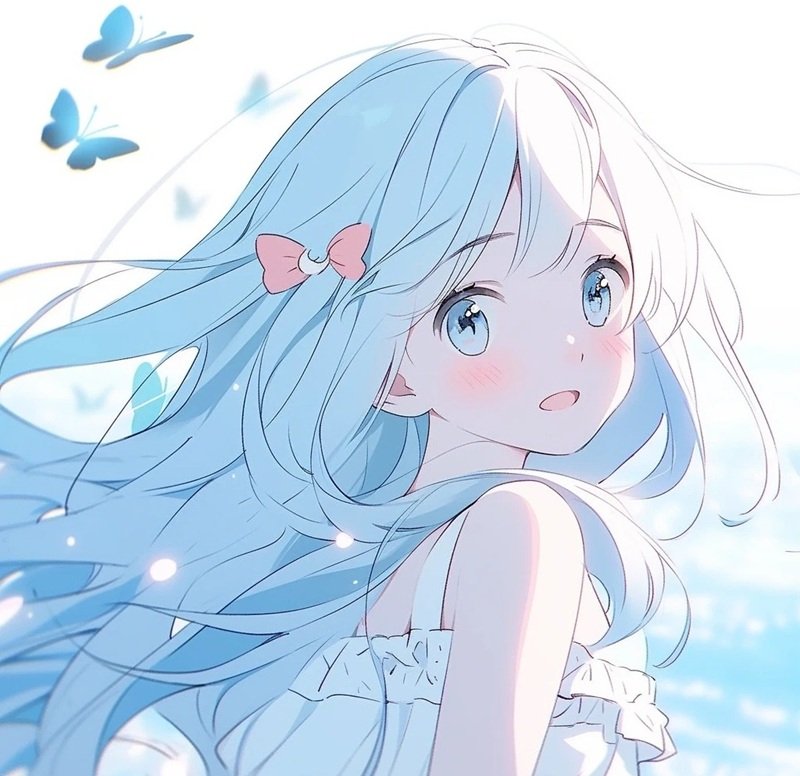 avt avatar màu xanh dương cute 17