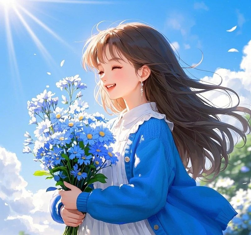 avt avatar màu xanh dương cute 23