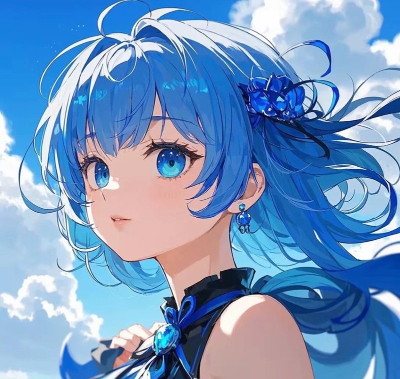 avt avatar màu xanh dương cute 31