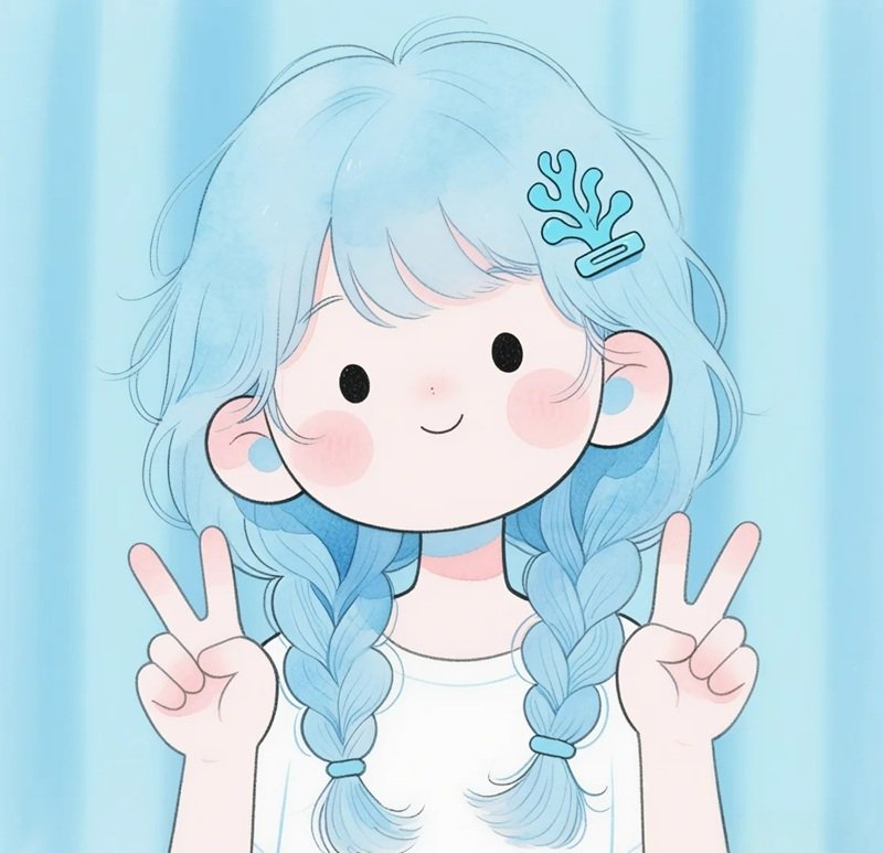 avt avatar màu xanh dương cute 37