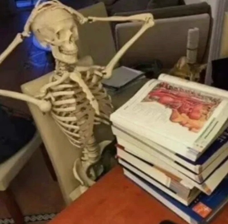 skeleton meme tạo cảm giác vừa hài vừa rùng rợn