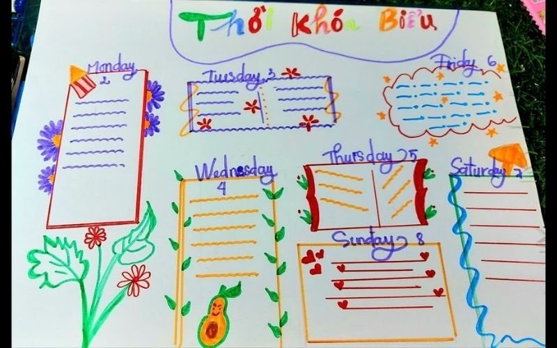 cách trang trí thời khóa biểu dễ nhất