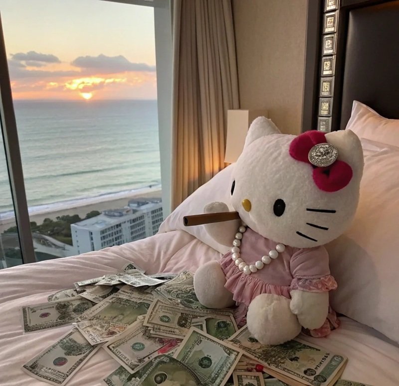 Hình meme hello kitty dễ thương với biểu cảm hài hước