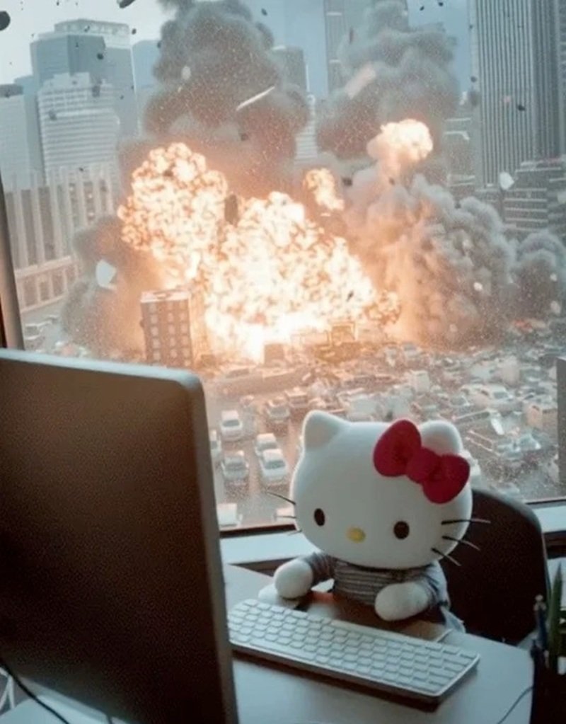 Ảnh meme hello kitty với phong cách hoạt hình xinh xắn