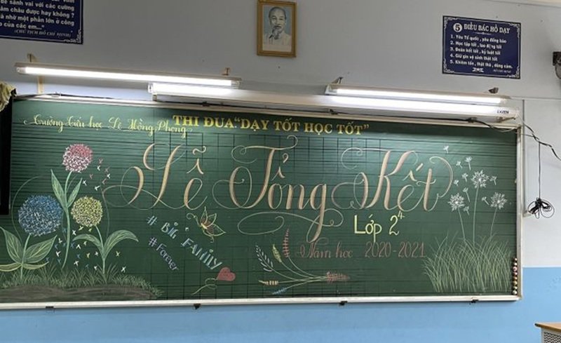 Trang trí bảng tổng kết năm học đẹp