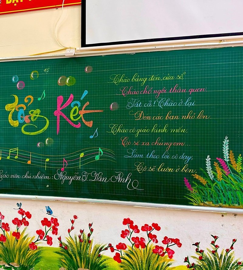 Backdrop trang trí bảng tổng kết năm học