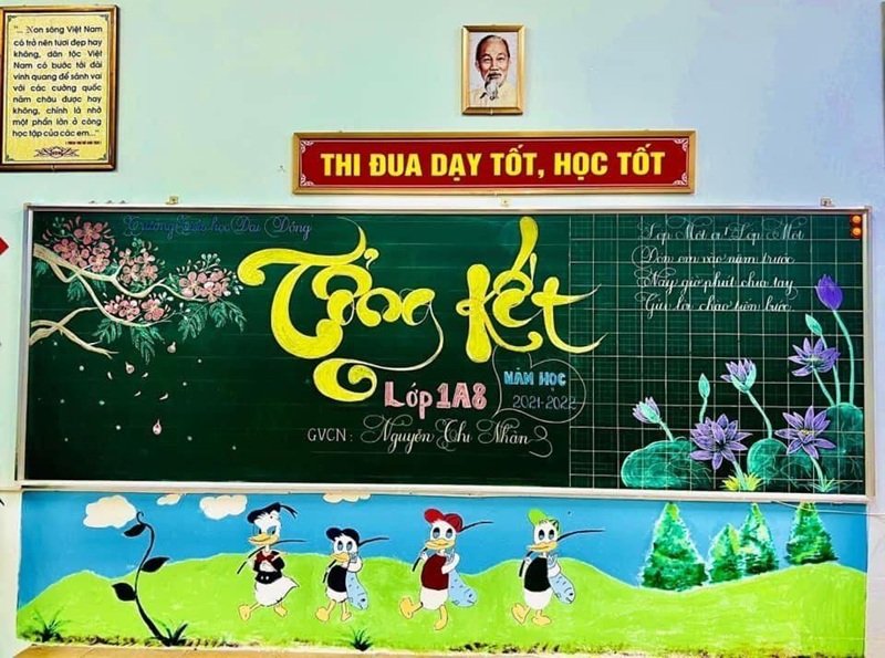 Lớp học trang trí bảng tổng kết năm học