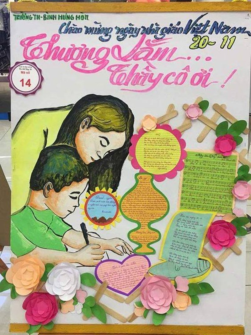 Ý tưởng trang trí đầu báo tường 20/11 đẹp