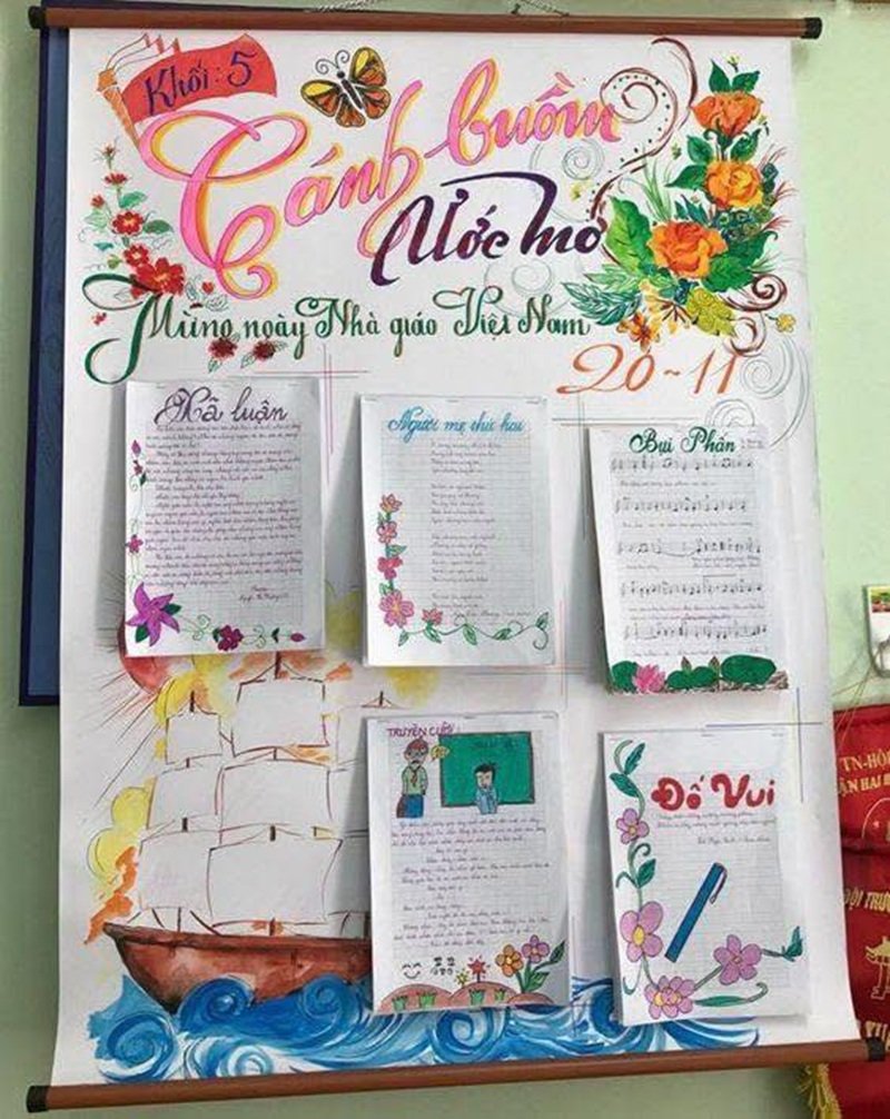 Ý tưởng trang trí đầu báo tường thủ công
