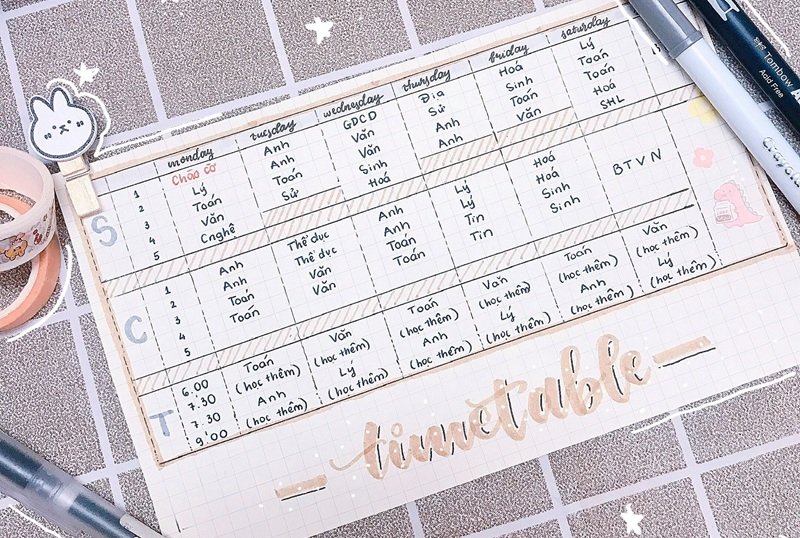 trang trí thời khóa biểu 11