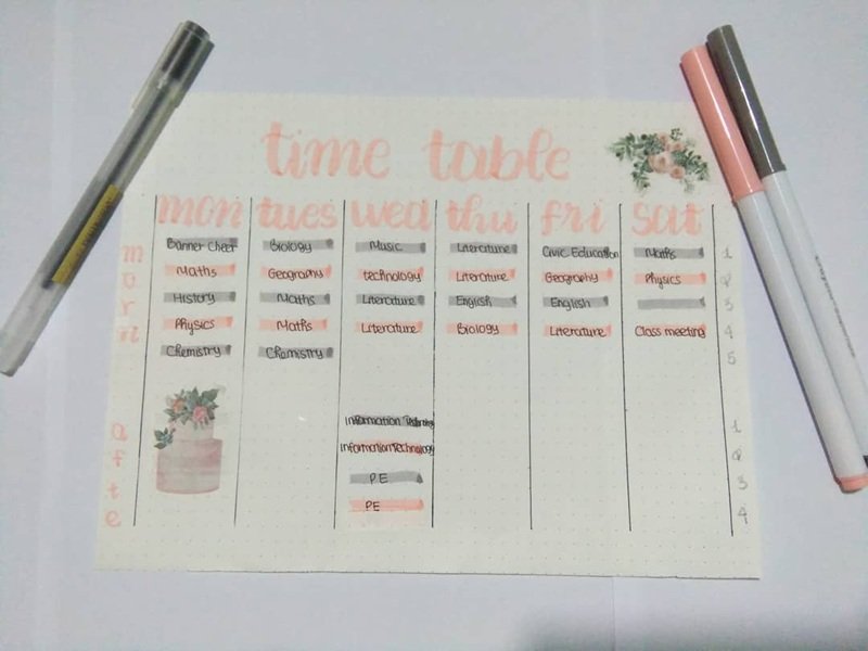 trang trí thời khóa biểu 16