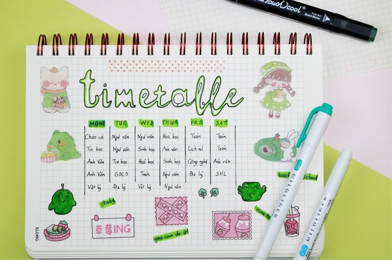trang trí thời khóa biểu 18