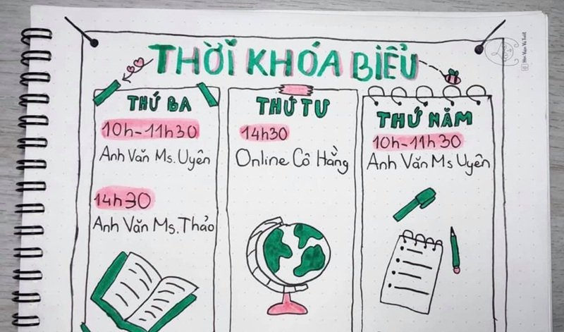 trang trí thời khóa biểu 20